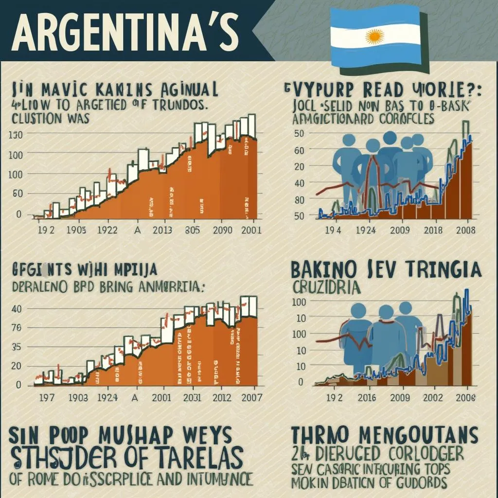 Gráficos financieros con crecimiento y simbología argentina