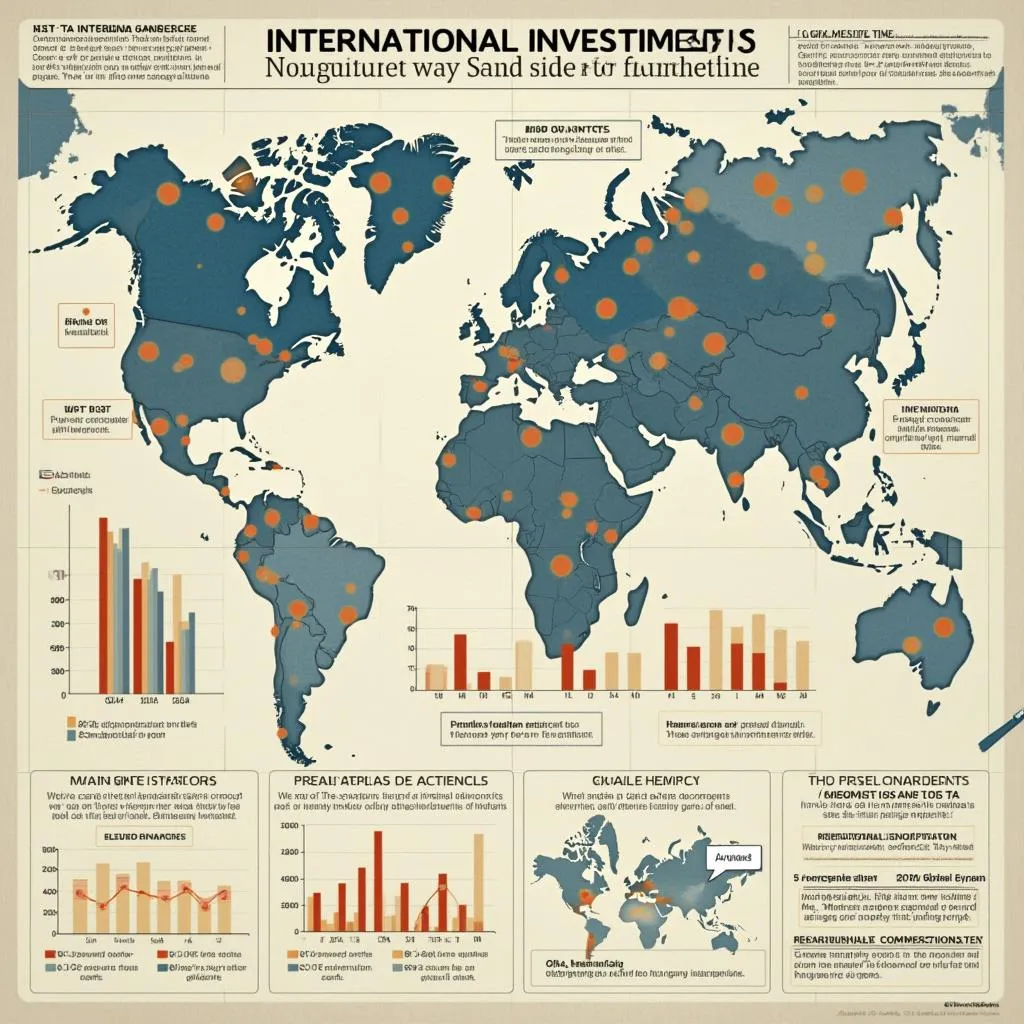 Inversiones internacionales con mapas y gráficos globales